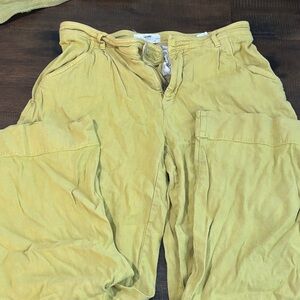 Women’s Anthropologie Linen Yellow wide leg Pants